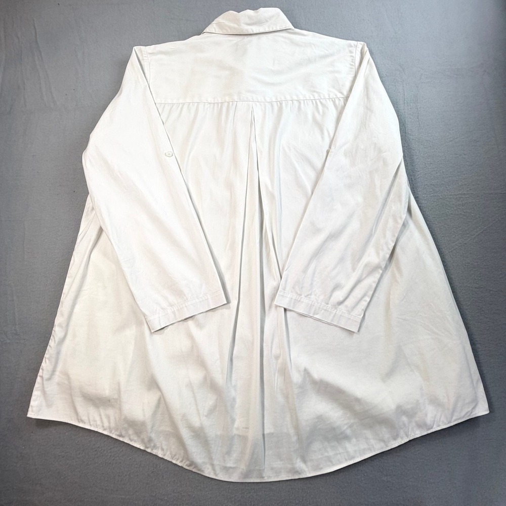 Lafayette 148 New York Marla White Tunic Shirt L Hidden Placket Oversized Poplin - Picture 3 of 9